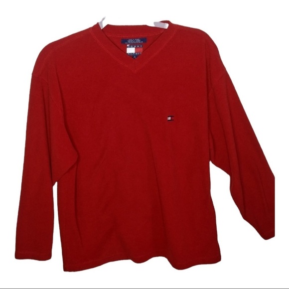 tommy hilfiger fleece pullover red Sz small - Picture 1 of 9